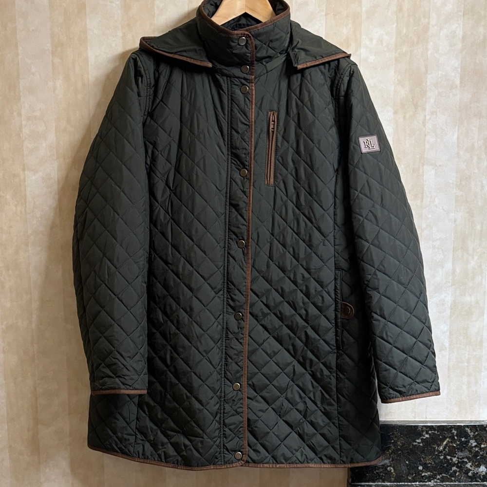 Ralph Lauren Black Label Quilted hooded Olive green Jacket -original price 260